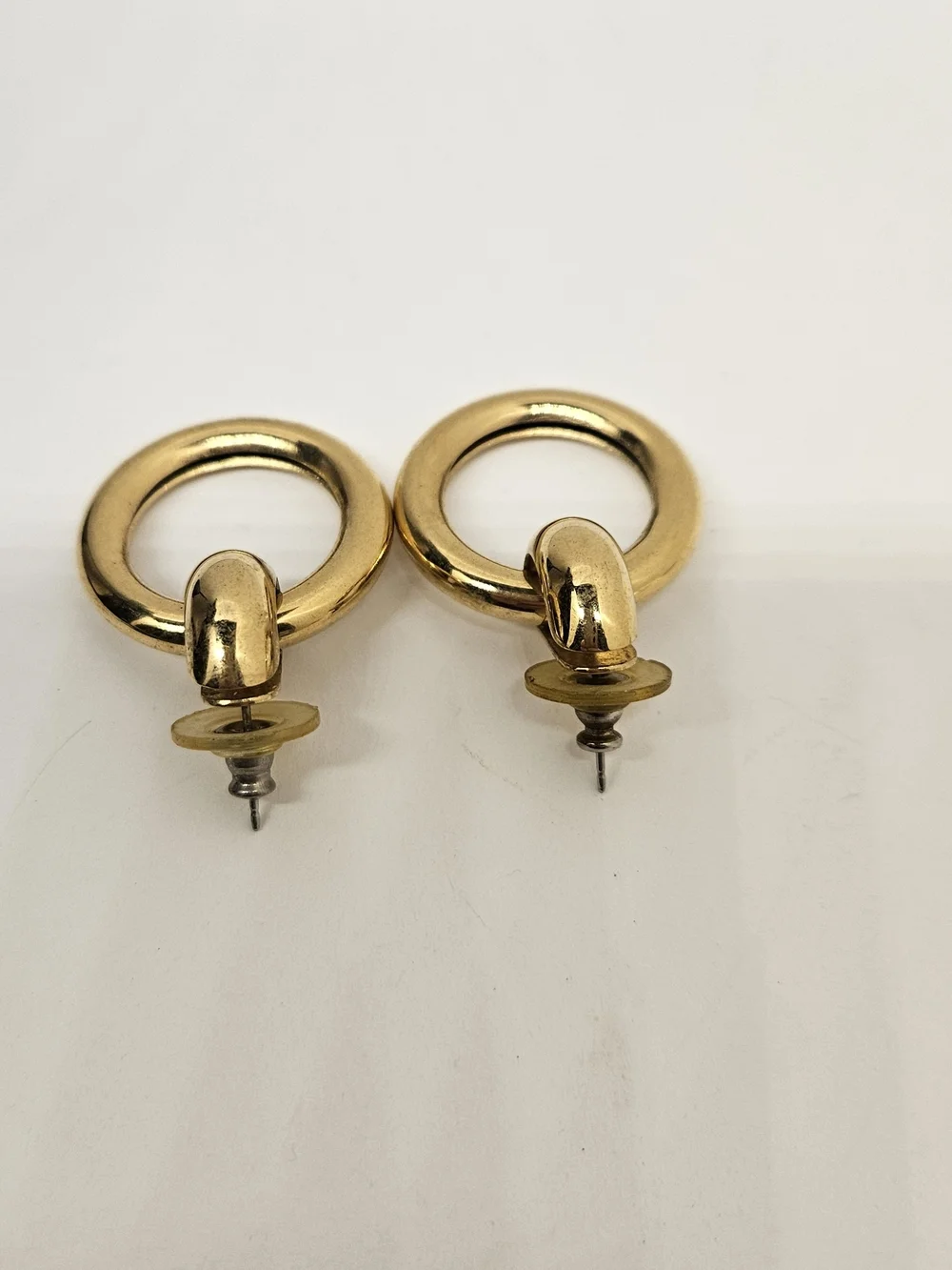 Door Knocker Gold Tone Earrings Stud Pierced Hoop Dangle Vintage